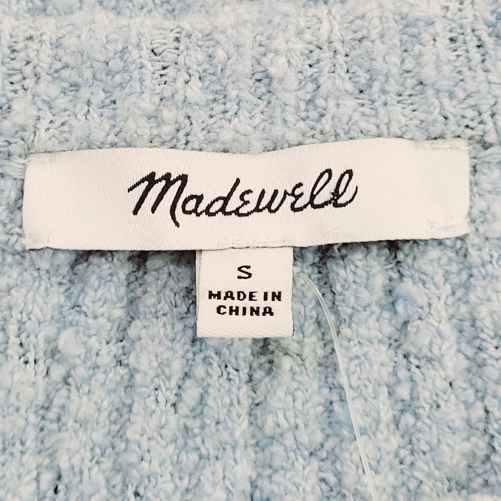 NWT MADEWELL Boucle Knit Crewneck Sweater Tee Top In Light Blue Small - Picture 5 of 8